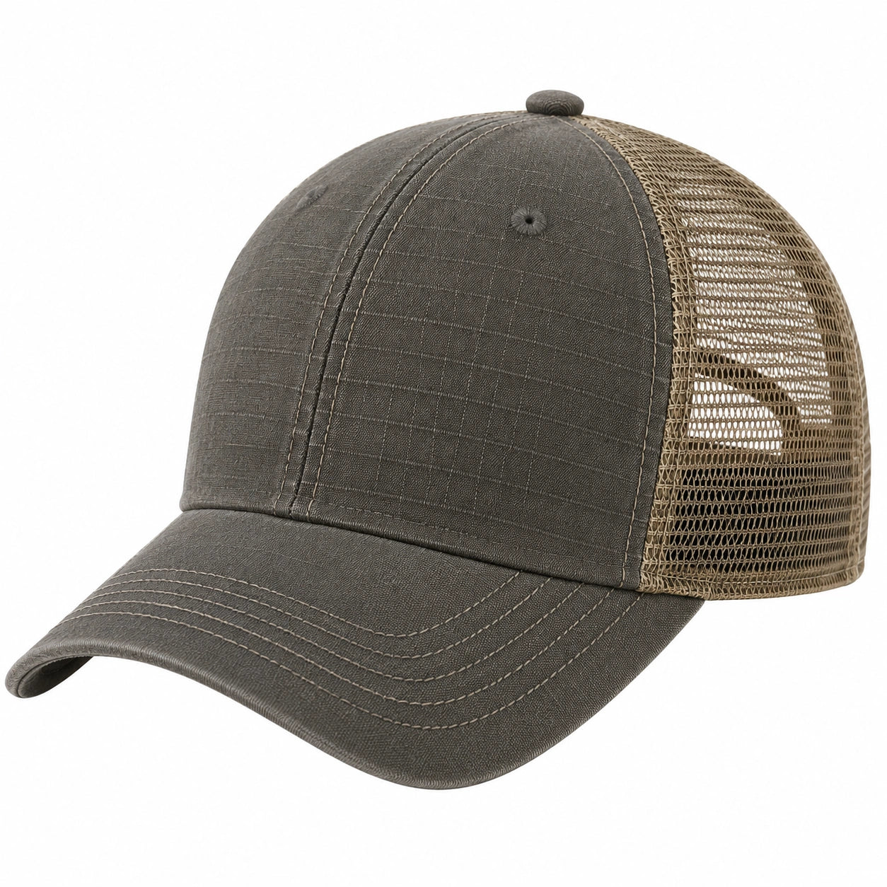 Trucker Cap Einheitsgröße Textil dunkelgrau beige mit Mesh-Rückseite atmungsaktiv