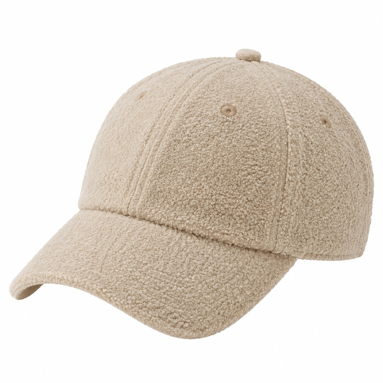 Baseballkappe Einheitsgröße aus Teddyfleece Beige mit gebogenem Schirm für Alltag