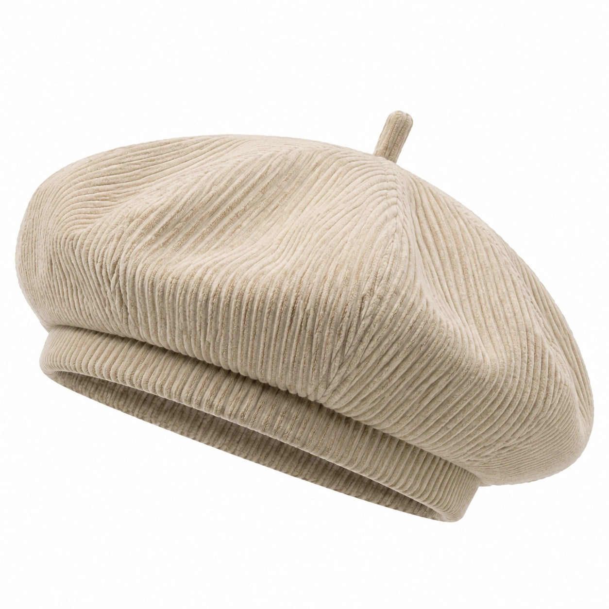 Baskenmütze Einheitsgröße aus Cord Beige - weicher Freizeitstil