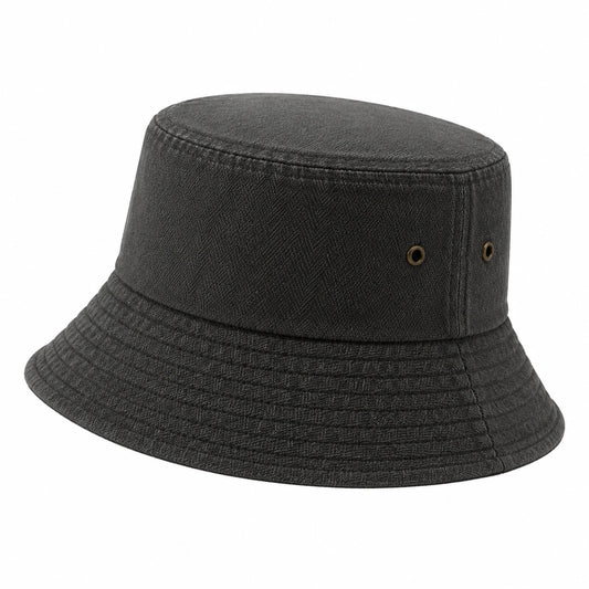 Bucket-Hut Einheitsgröße Schwarz aus Textil mit breiter Krempe