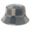 Anglerhut Einheitsgröße aus Textilgewebe Blau Beige mit Patchworkmuster