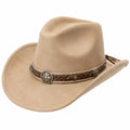Cowboyhut Einheitsgröße Beige in Veloursoptik mit geflochtenem Zierband Westernstil