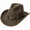 Cowboyhut Einheitsgröße aus brauner Lederoptik im Westernstil