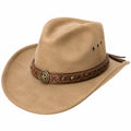 Cowboyhut Einheitsgröße in Beige aus veloursähnlichem Textil mit geflochtenem Zierband im Westernstil