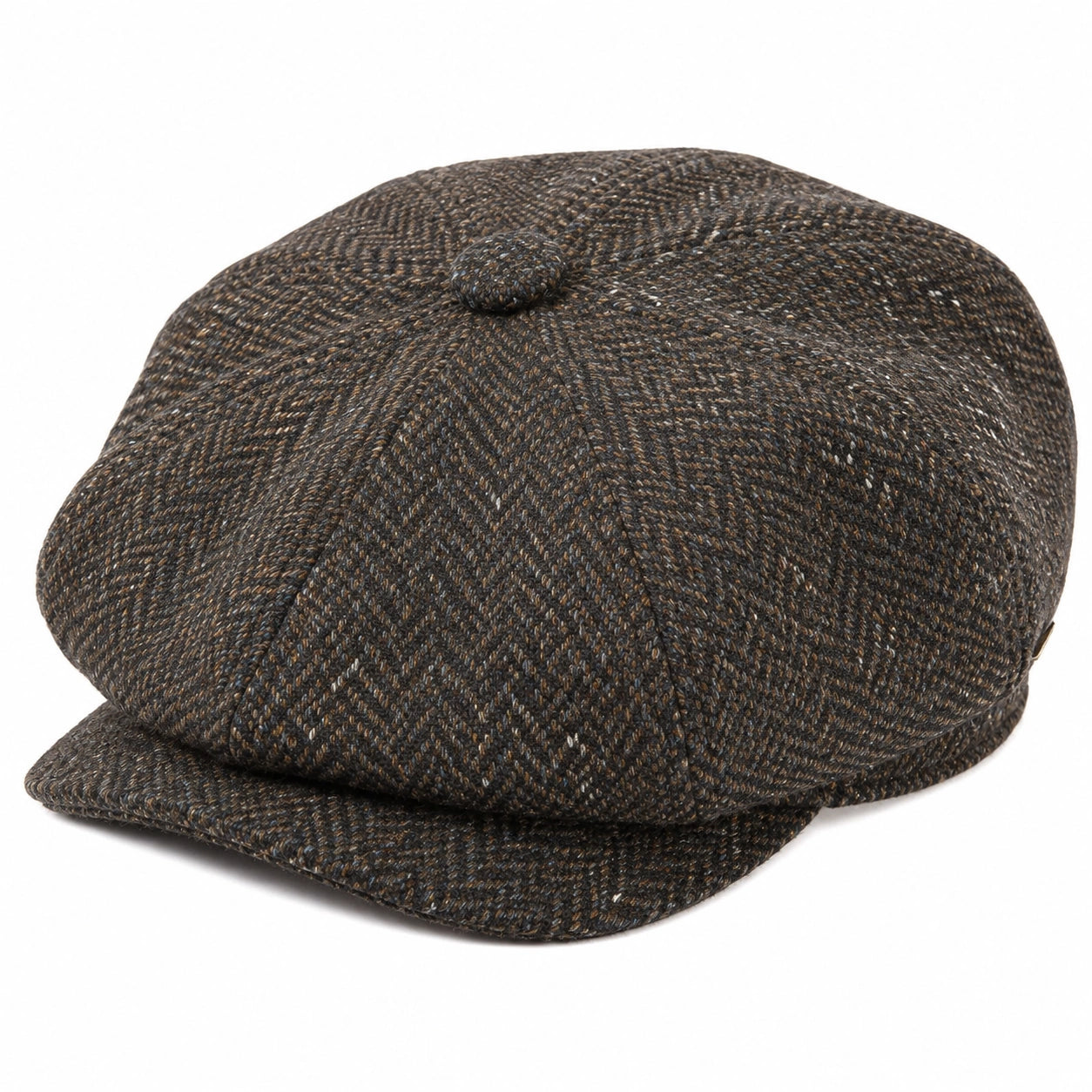 Schiebermütze Einheitsgröße aus strukturiertem Textil in Braun Anthrazit - klassischer Alltagsstil