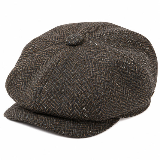 Schiebermütze Einheitsgröße aus strukturiertem Textil in Braun Anthrazit - klassischer Alltagsstil