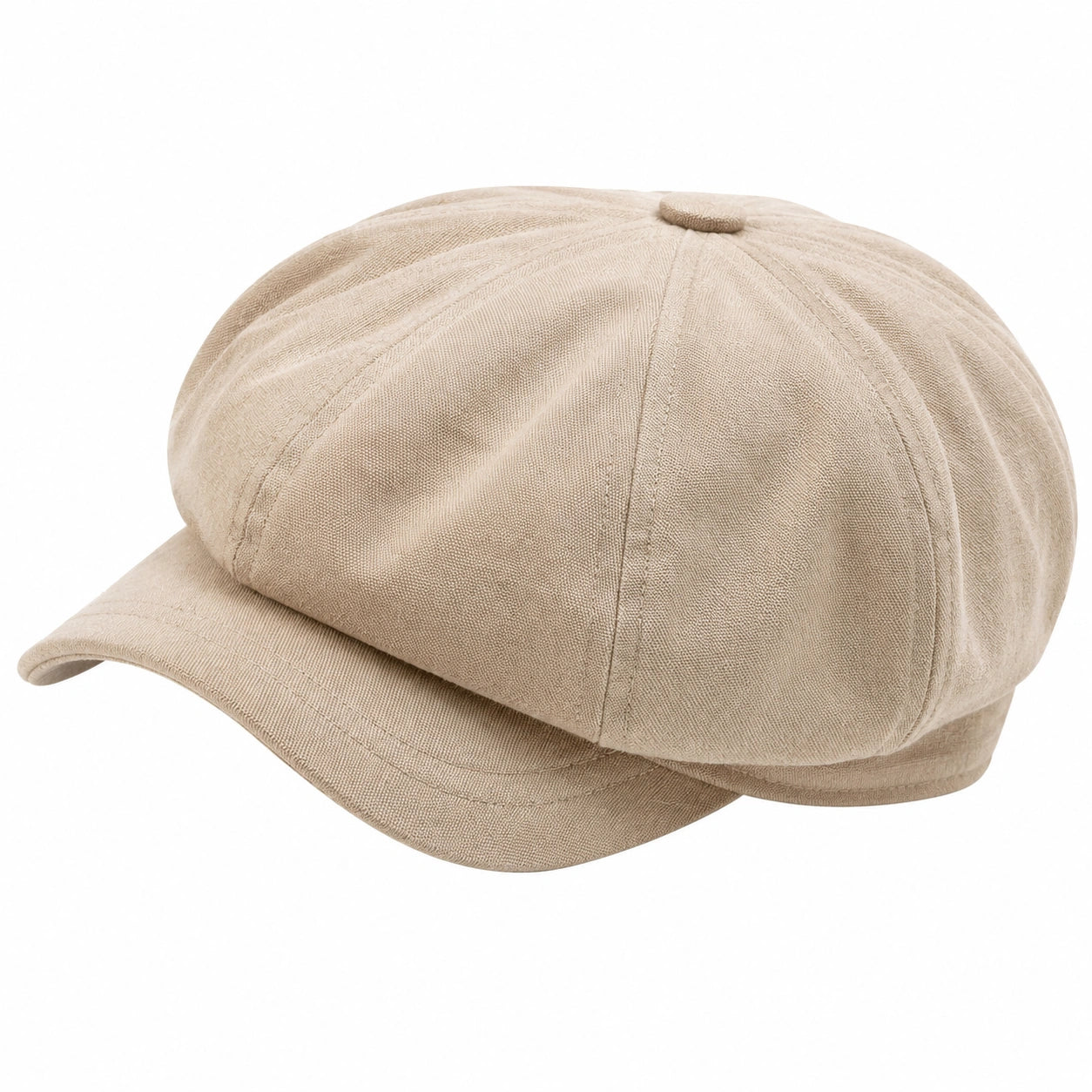 Schiebermütze Einheitsgröße Beige aus Stoff mit Schirm im Vintage-Stil