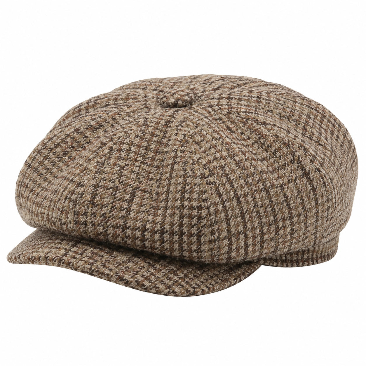 Schiebermütze Einheitsgröße aus Textil in Beige Braun mit melierter Webstruktur