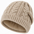 Strickmütze Einheitsgröße Beige Textil gefüttert Zopfmuster Winter