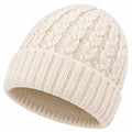 Strickmütze Einheitsgröße Cremeweiß mit Zopfmuster und Umschlag