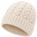 Strickmütze Einheitsgröße Creme mit Fleecefutter für Damen und Herren