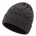Strickmütze Einheitsgröße aus Stricktextil in Dunkelgrau mit Umschlag für Alltag und Winter