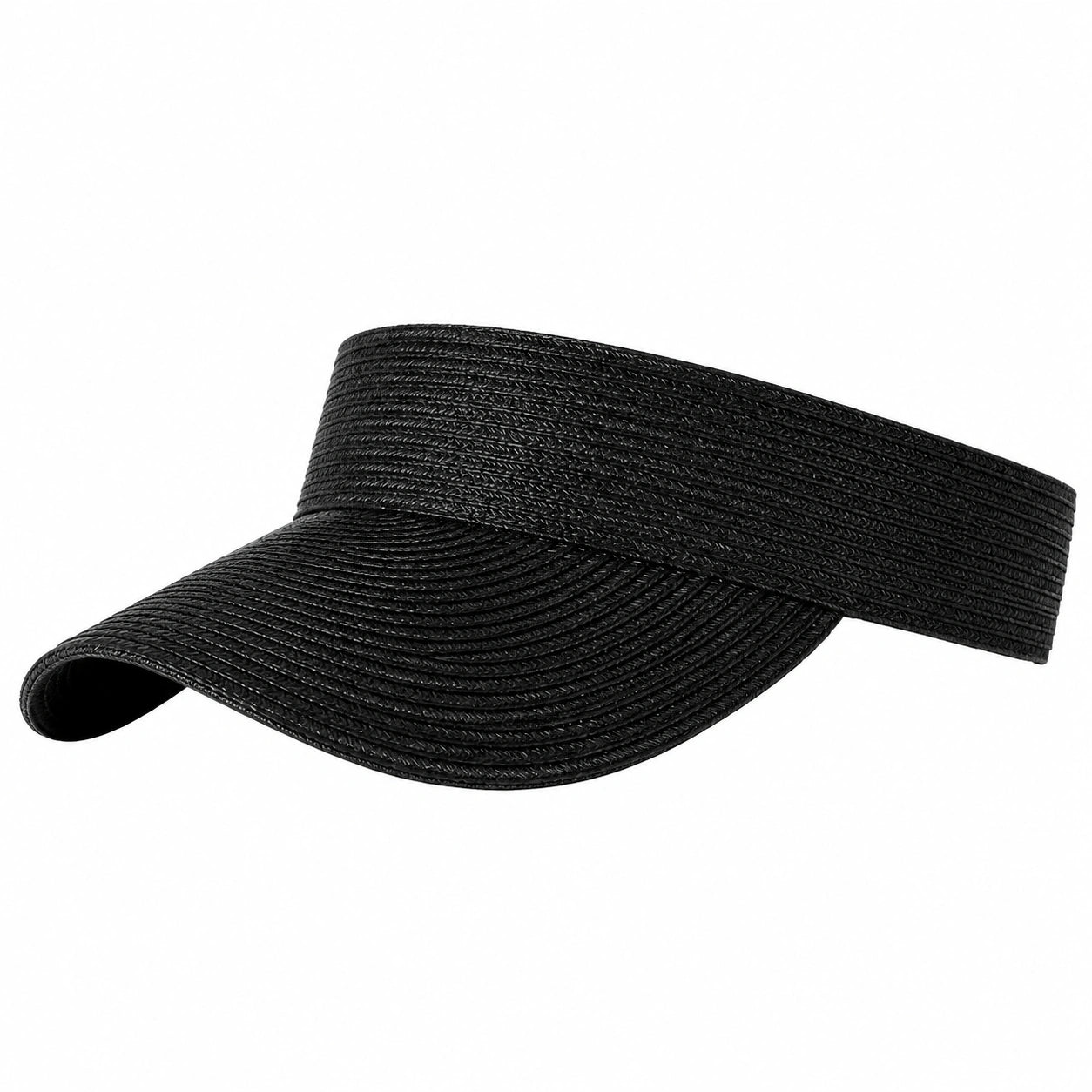 Sonnenvisier Einheitsgröße aus geflochtenem Kunstfasermaterial Schwarz - offenes Design für Alltag und Freizeit